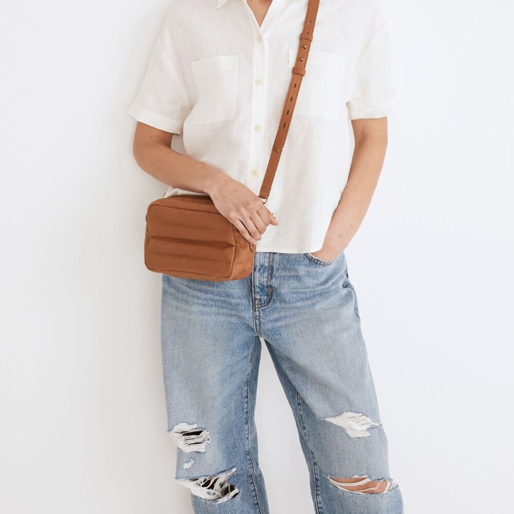 Madewell Transport Camera Bag Puff Edition Warm Hickory Leather